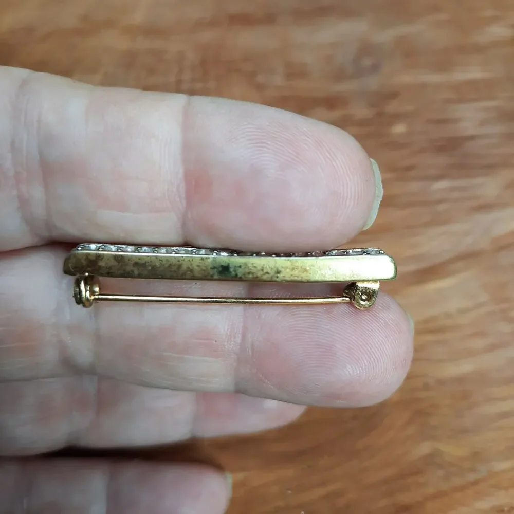 Vintage Gold Tone with Clear Rhines Stones Tie Pin or Brooch